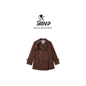 秋冬宽松显瘦双排扣短款 朗家 日绮梦 风衣1061 SMVP