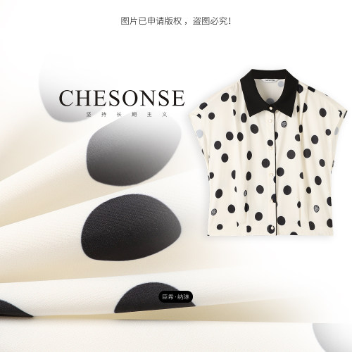 CHESONSE休闲百搭短袖波点短衬衫