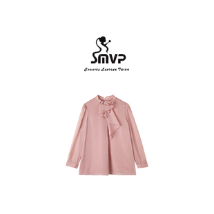 宝家 落梅果 SMVP 6013 纯色长袖 雪纺衫 优雅荷叶边衬衫