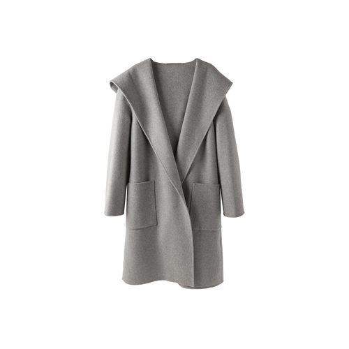 23024 新款翻领连帽中长款羊绒双面大衣