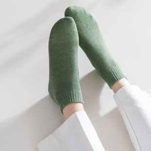 袜子女短袜夏季 纯棉防臭抗菌吸汗绿色运动百搭全棉短筒透气 薄款