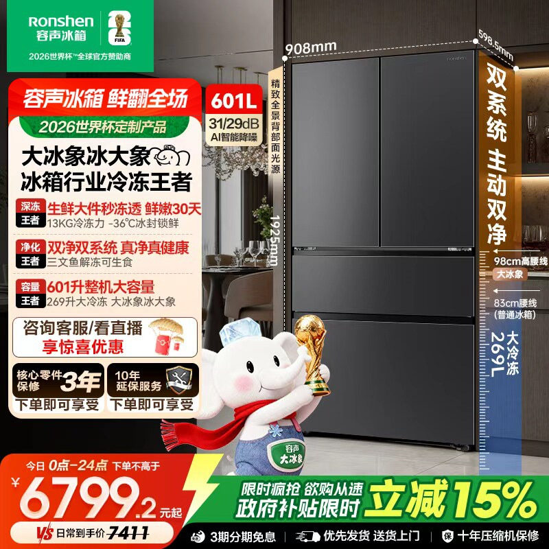 容声大冰象601冰箱行业冷冻王者