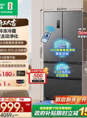 容声517L双净法式四门超薄零嵌入式家用大容量电冰箱以旧换新补贴