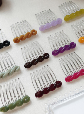 韩国进口 France纯色麻花编织发梳 百搭发簪发插 刘海发夹 簪子