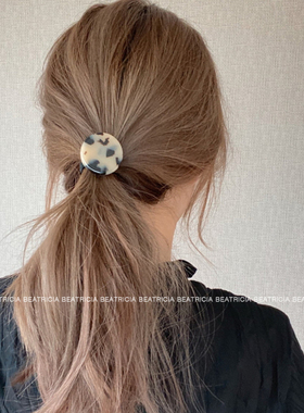 韩国进口 简约百搭 水墨豹纹 圆形发圈发绳 头绳皮筋