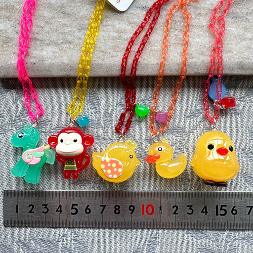韩国AZNAVOUR/GRAIN de BEAUTE可爱小马小黄鸭小猴儿童项链毛衣链