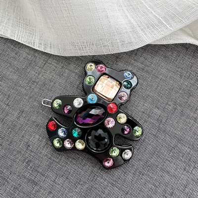 韩国AZNAVOUR/GRAIN de BEAUTE 彩色水钻 小熊发夹边夹扣夹