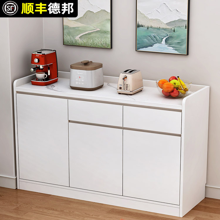 岩板实木餐边柜加厚家用客厅靠墙柜简约现代收纳碗柜多功能茶水柜