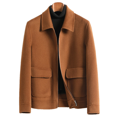 短款纯羊毛双面羊毛呢子夹克外套
