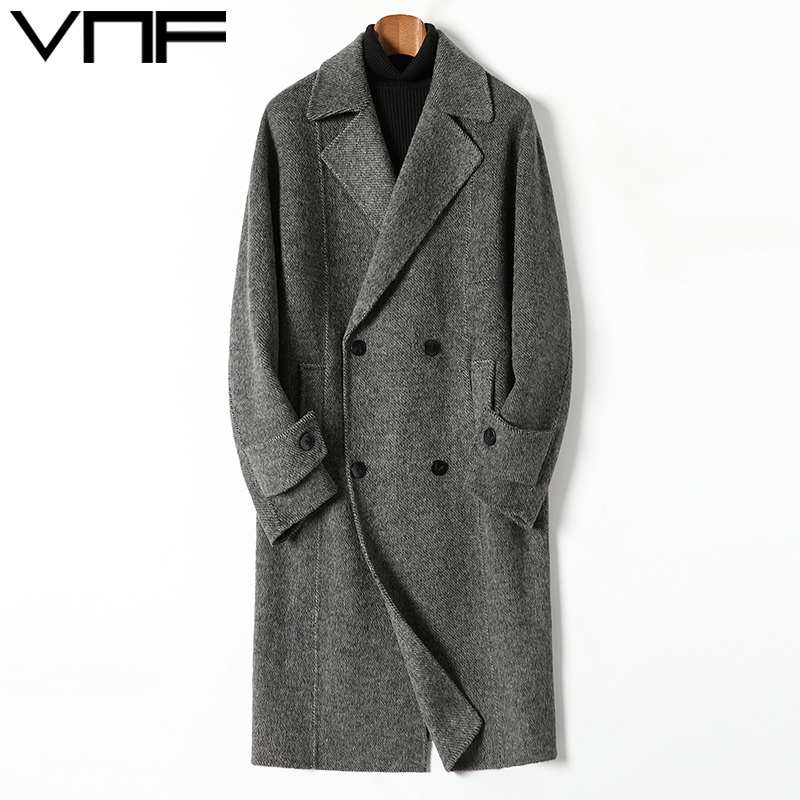 时尚宽松男士羊驼毛羊毛大衣外套