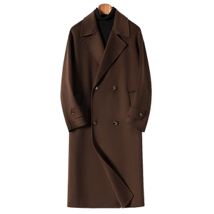 双面羊绒大衣男2025新款双排扣中长款过膝100%羊毛呢子风衣外套冬