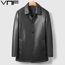 2025新款真皮皮衣男中老年头层绵羊皮休闲商务翻领中长皮风衣外套