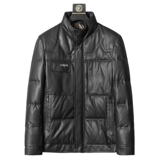 新款真皮皮衣男秋冬海宁绵羊皮真皮羽绒服年轻立领加绒皮夹克外套