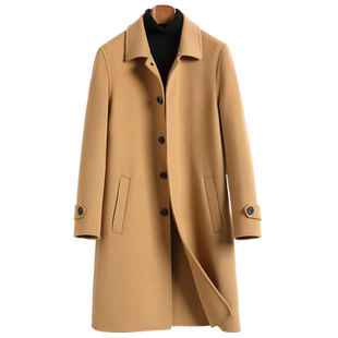 秋冬双面羊绒大衣男100纯羊毛呢子外套男士商务休闲风衣中长款厚
