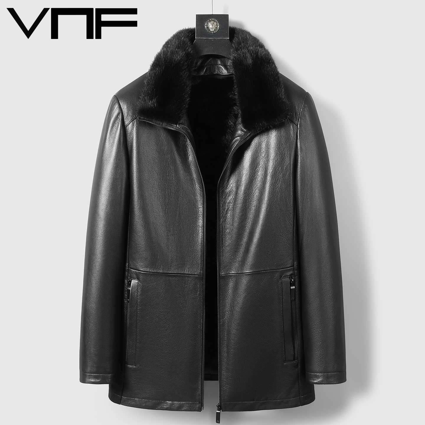 水貂内胆皮毛一体真皮皮衣外套男