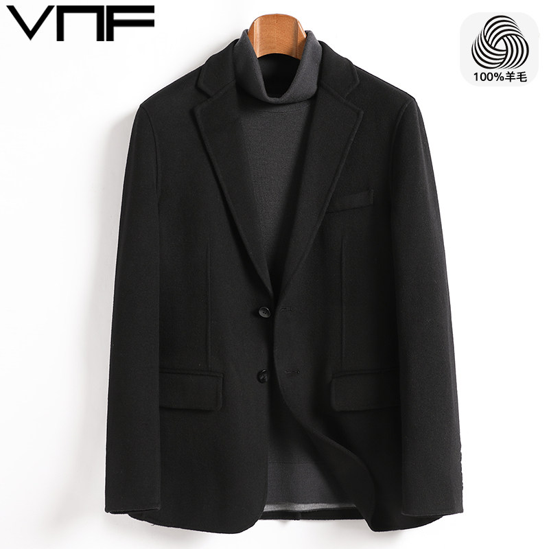 2024新款高级感纯羊毛双面呢西服男士非羊绒修身毛呢西装冬季外套