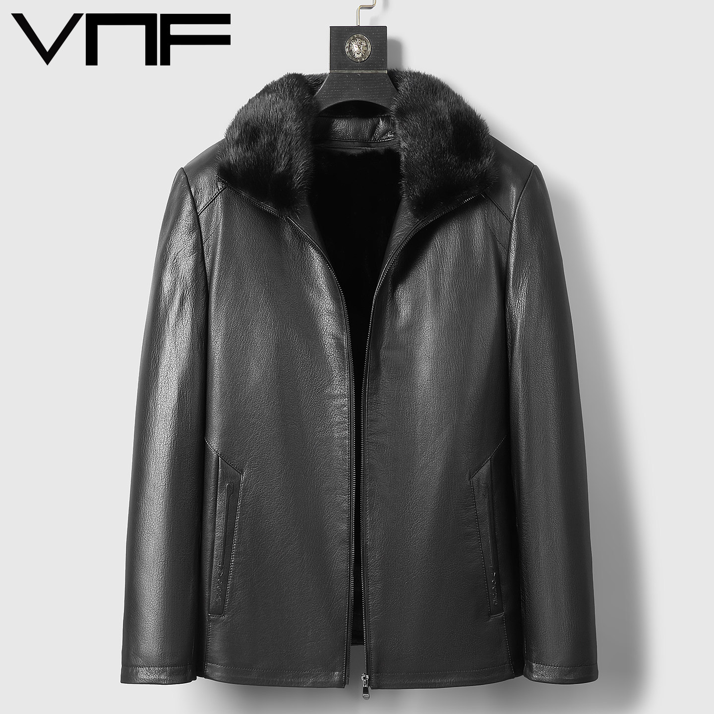 头层山羊皮真皮皮衣男士皮毛一体水貂内胆爸爸貂皮冬季皮夹克外套