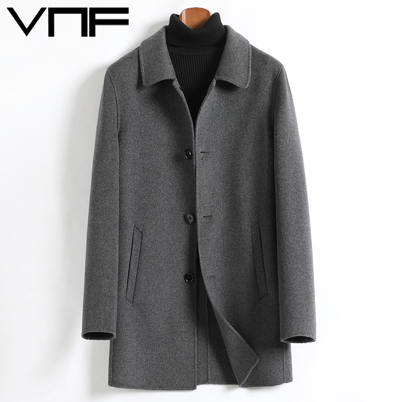 VNF中长款双面羊绒中年大衣外套