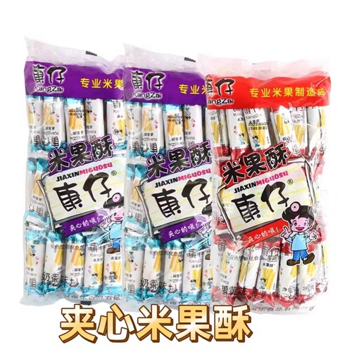 休闲膨化夹心米果棒康仔