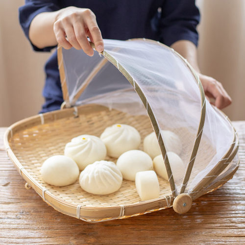 家用折叠饭菜罩子剩菜盖菜罩竹编