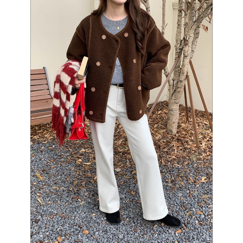 仿羊羔毛宽松显瘦保暖短款夹克女