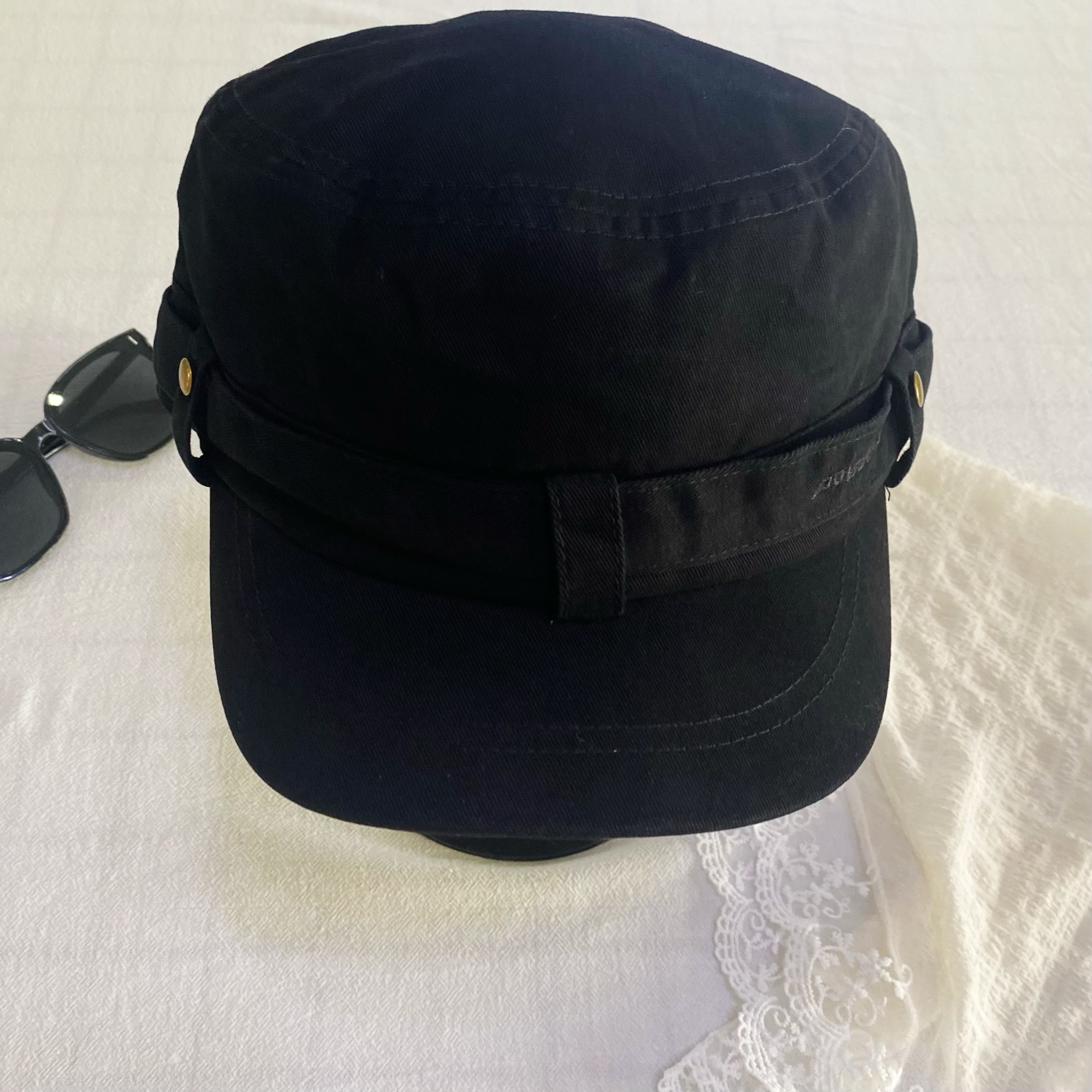 复古水洗平顶帽女 休闲百搭日系帽子
