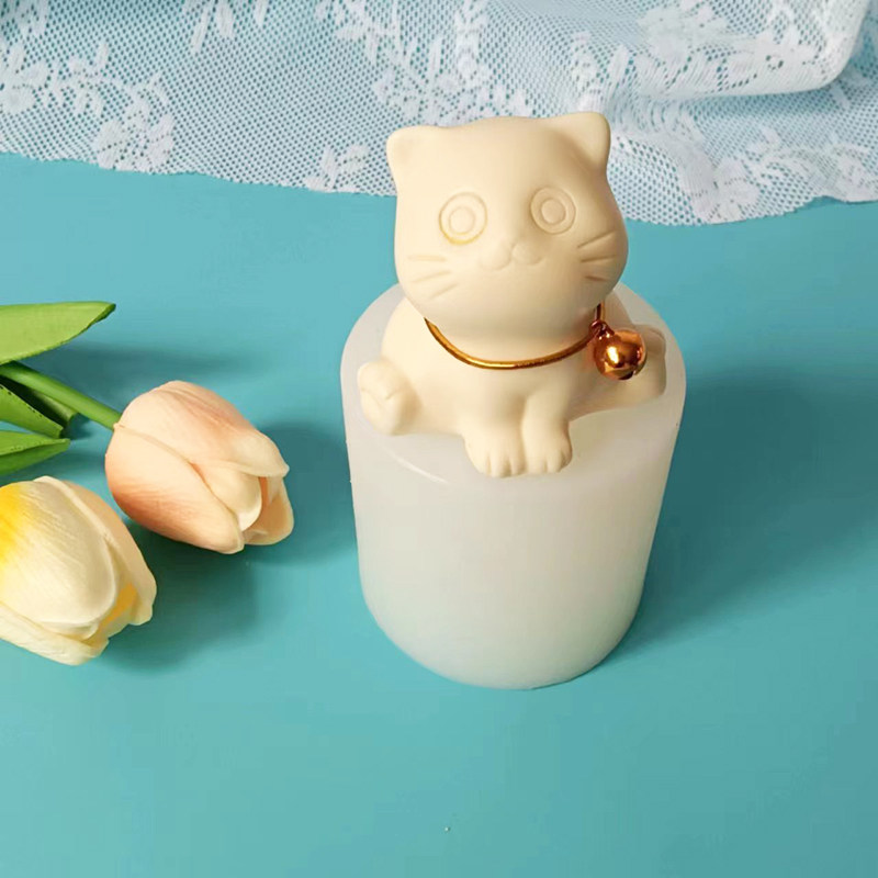 可爱猫咪食品级巧克力蛋糕装饰硅胶模具香薰石膏蜡烛diy车载摆件