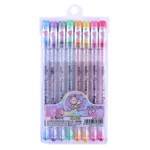 晨光闪光啫喱笔儿童闪光笔学生用抖音同款网红荧光笔8色珠光笔炫彩绘画标记笔双色闪粉涂鸦涂色笔彩色中性笔