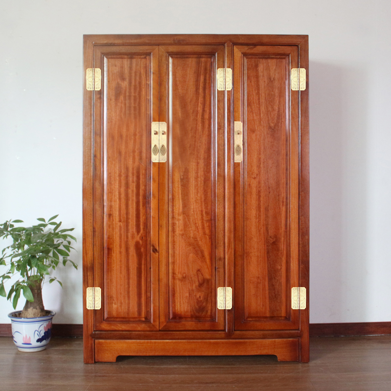新中式香樟木实木现代卧室收纳衣橱民宿简约储物立柜三门矮衣橱柜