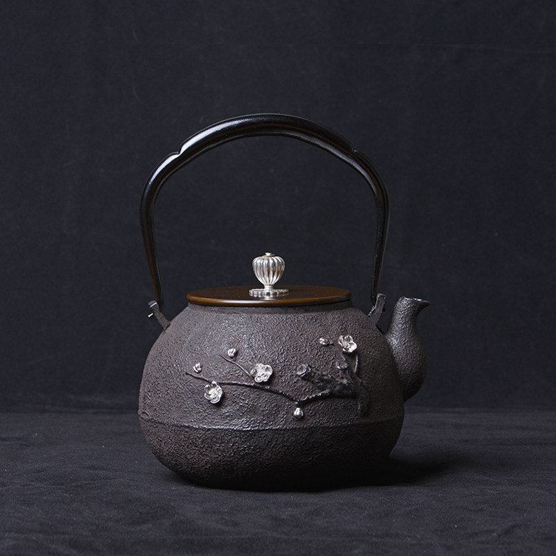 盛虎堂原装日本纯手工南部老铁壶生铁烧水泡茶壶无涂层铸铁梅花烙