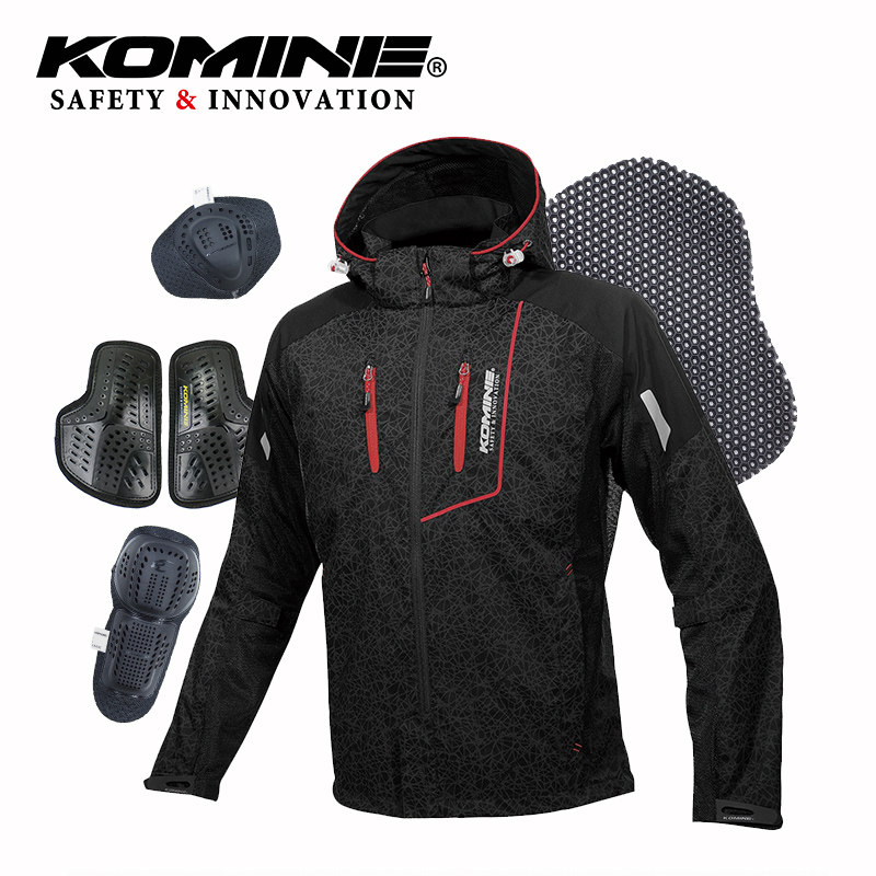 KOMINE夏季夜视闪银休闲机车半网眼夹克摩托车防摔骑行服 JK-1121
