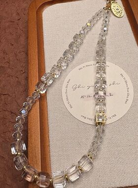 白乐渝华饰阁原创《冰晶》串珠冰块白水晶小众设计手机链配饰