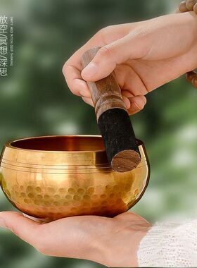颂钵梵音钵音碗佛音碗瑜伽颂钵满月静心钵铜磬法器尼泊尔手工铜钵
