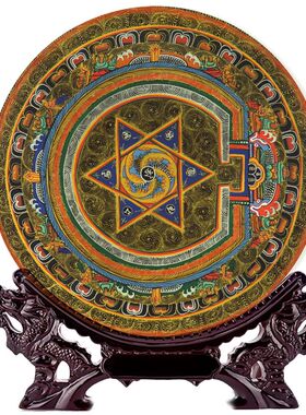 唐卡中式摆件新中式客厅坛城佛堂藏式古风财神轻奢艺术高级中国风