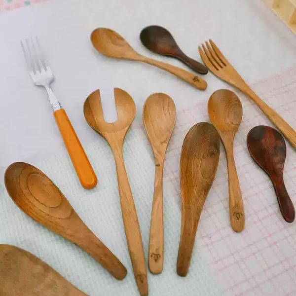 福如乐 原创中式手工木勺木筷筷枕饭碗餐刀锅铲饭铲安全儿童餐具,餐饮具,叉/勺/筷套装,淘宝优惠券,粉丝福利购,淘宝优惠卷