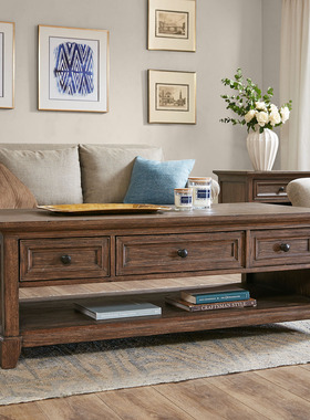 HH美式harbor实木咖啡桌美式乡村实木茶几简约客厅家具茶几house