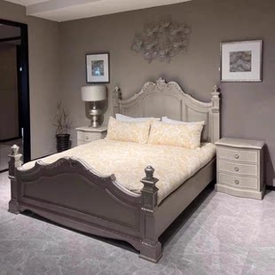 新品美式欧式图尔乐章实木床美克高端art家具美家美式柱子雕花床