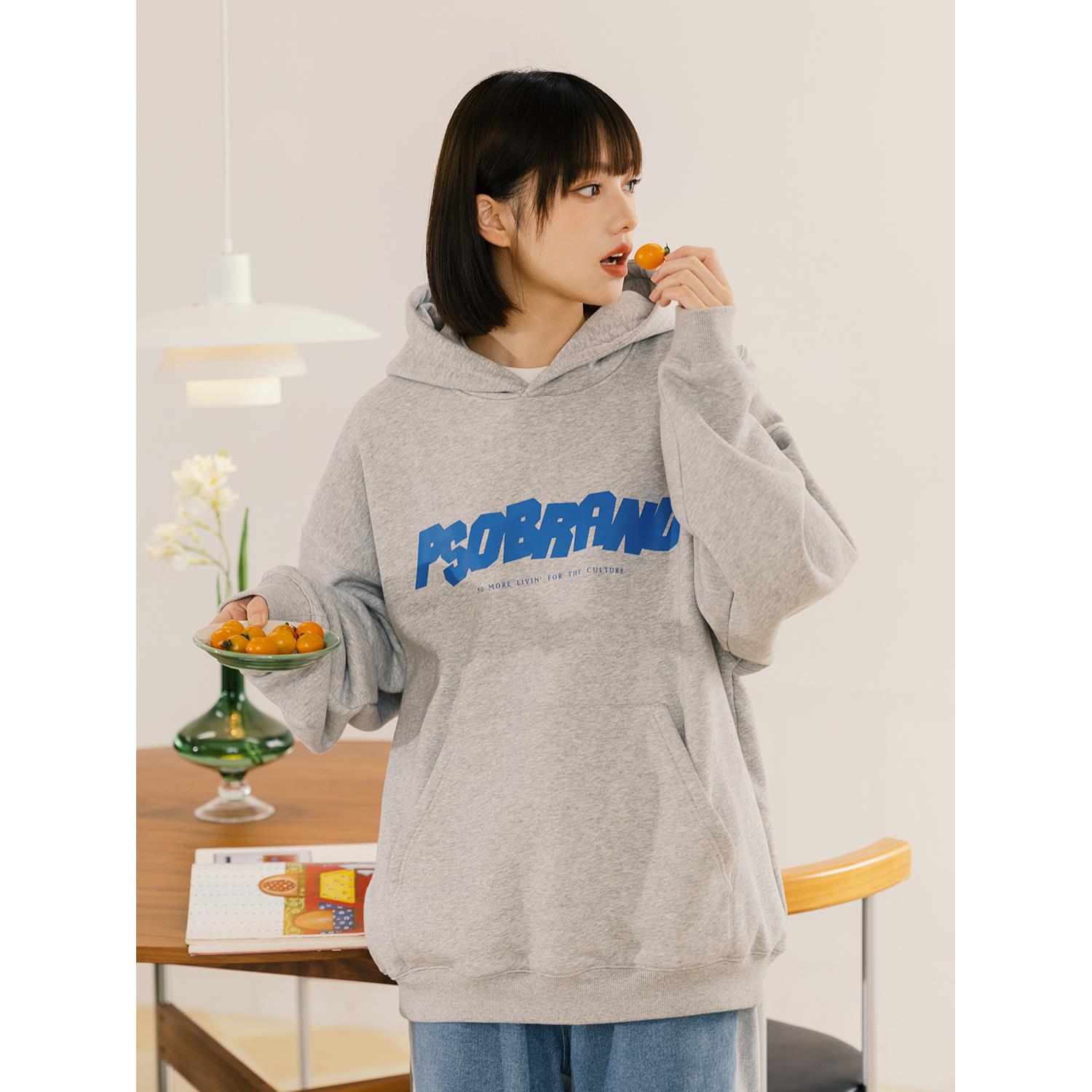 PSO Brand男装女装套头连帽卫衣加绒宽松潮牌帽衫情侣装外套秋冬