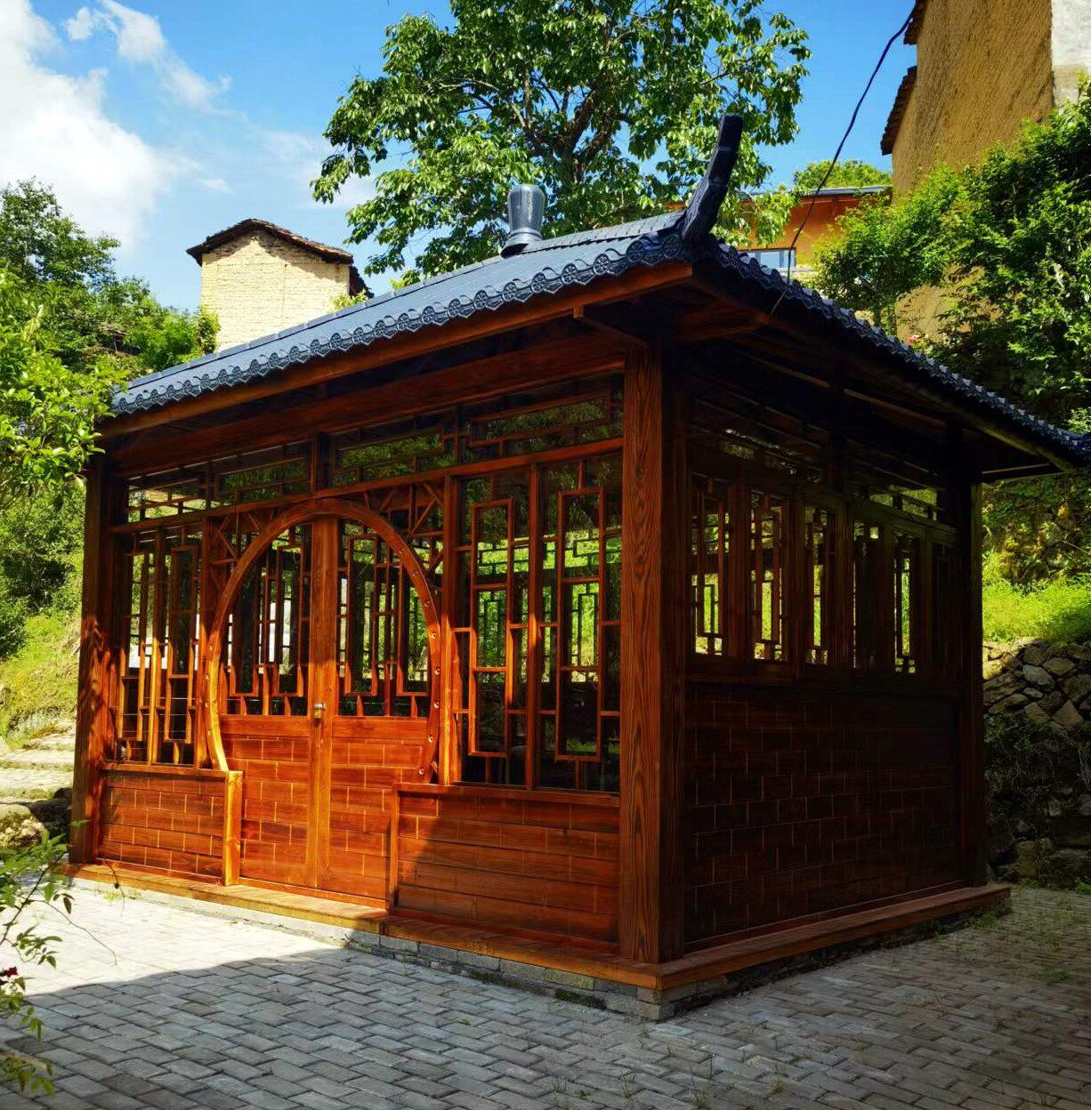 户外防腐木木屋乡村民宿农家乐庭院中式休闲仿古木房子景区售货亭