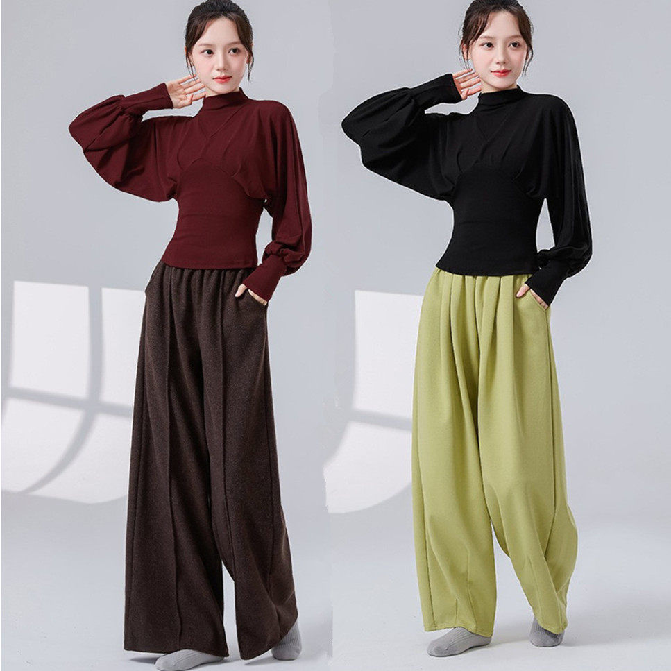 秋冬新款慵懒气质女装现代舞练功服半高领蝙蝠袖上衣软糯阔腿裤子,运动/瑜伽/健身/球迷用品,古典舞服,淘宝优惠券,粉丝福利购,淘宝优惠卷