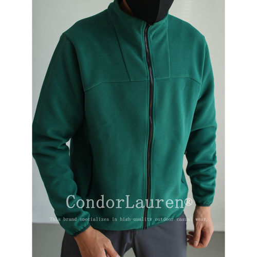 CondorLauren 男士蜂窝华夫格春季弹力透气立领运动休闲卫衣外套