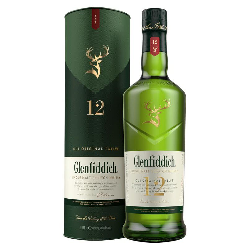 1L大瓶山姆格兰菲迪12年Glenfiddich苏格兰单一纯麦芽威士忌洋酒