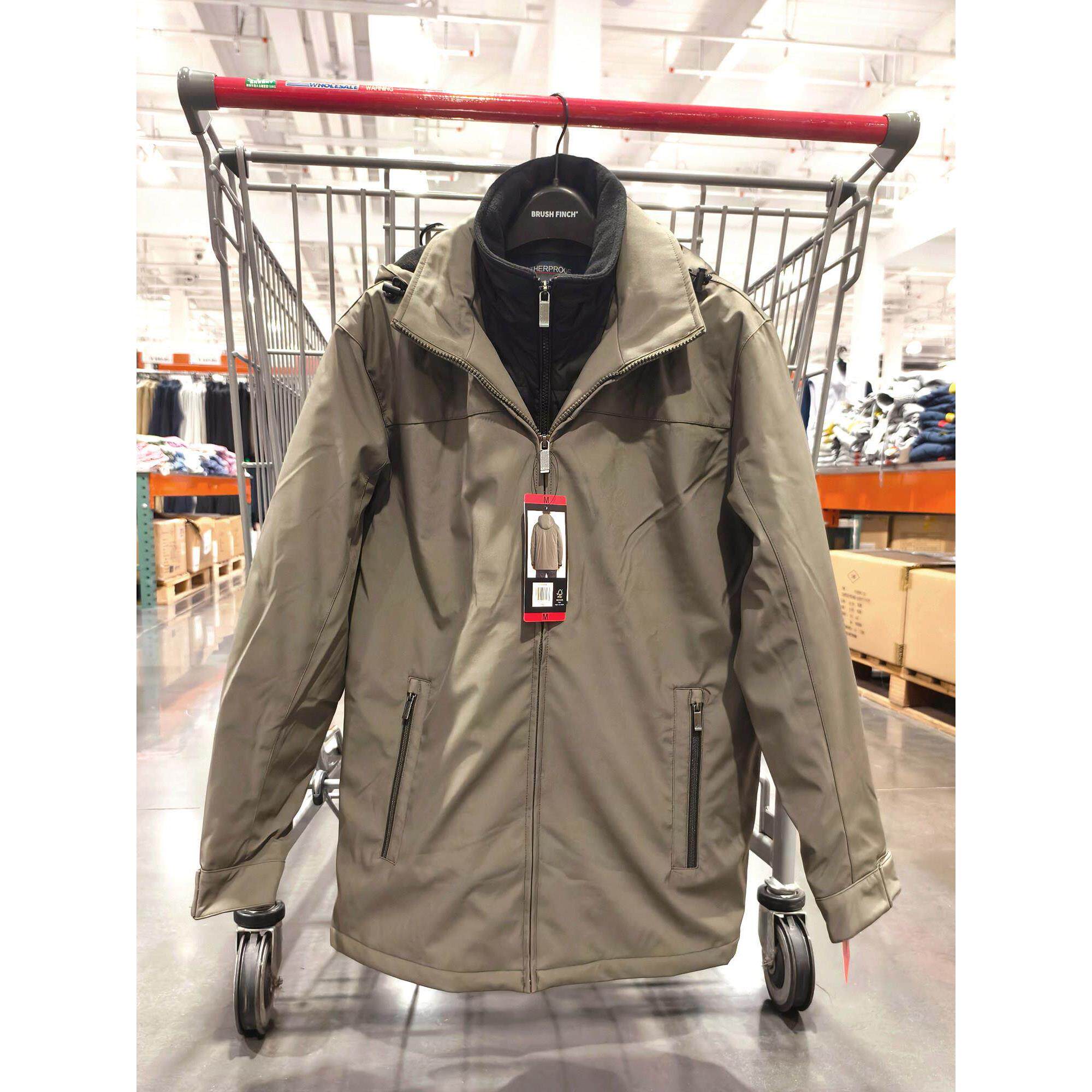 开市客Weatherproof秋冬假两件中长款连帽加厚保暖男棉服外套棉衣