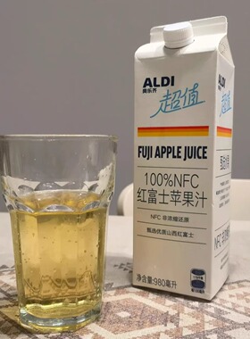 ALDI奥乐齐代购100%NFC山西红富士苹果汁白桃汁7个苹果榨取果汁