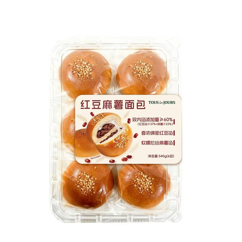 山姆多乐之日红豆沙麻薯拉丝面包双内馅料足甜软糯有嚼劲6个即食