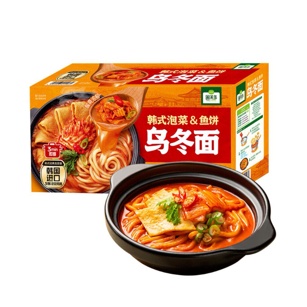 山姆圃美多韩式泡菜鱼饼乌冬面3分钟即食酸辣开胃配韩国进口泡菜