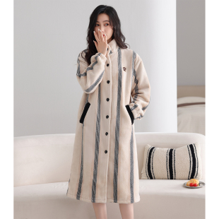 秋冬法兰绒浴袍家居服 珊瑚绒加厚加绒长款 2025新款 睡袍女睡衣冬季