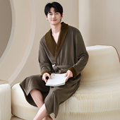 海岛绒浴袍睡衣春秋款 睡袍男士 秋冬薄绒保暖长袖 珊瑚绒浴衣家居服