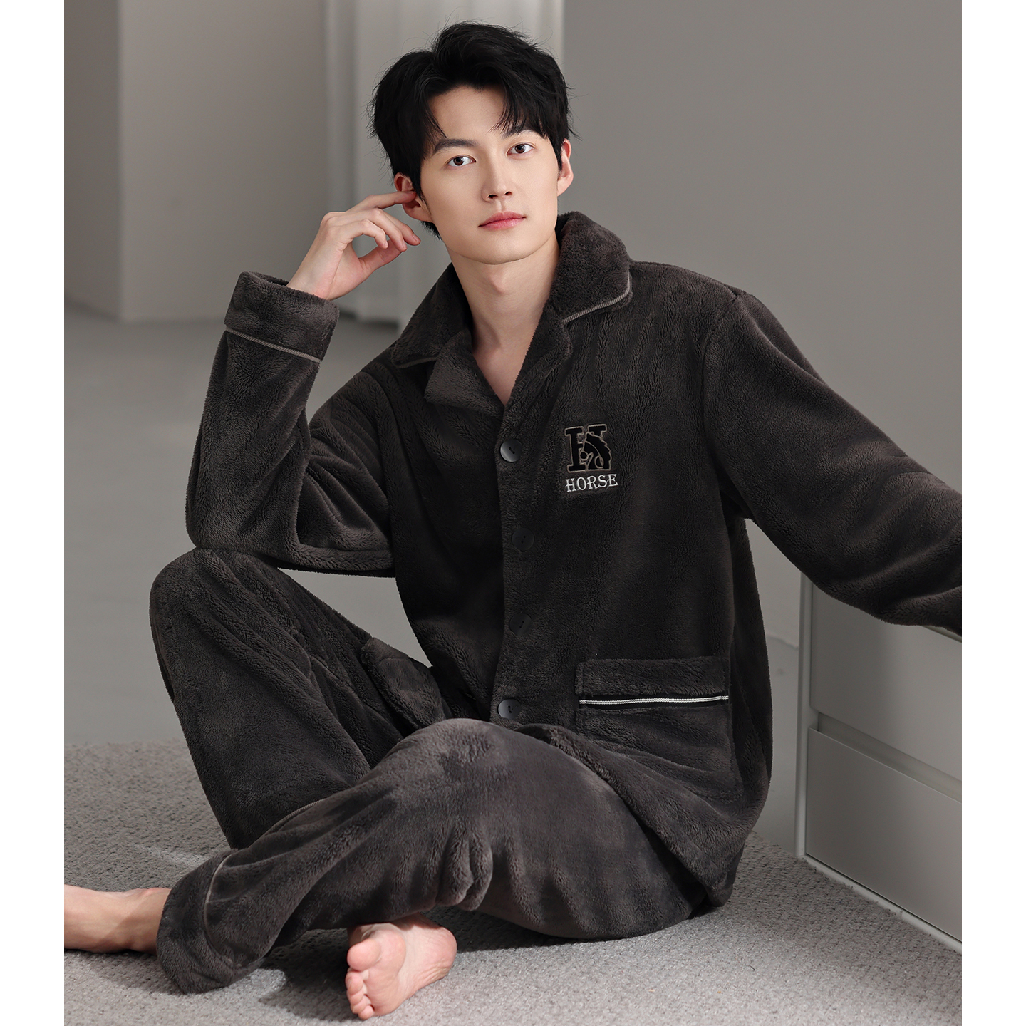 睡衣男士冬季珊瑚绒加厚加绒保暖