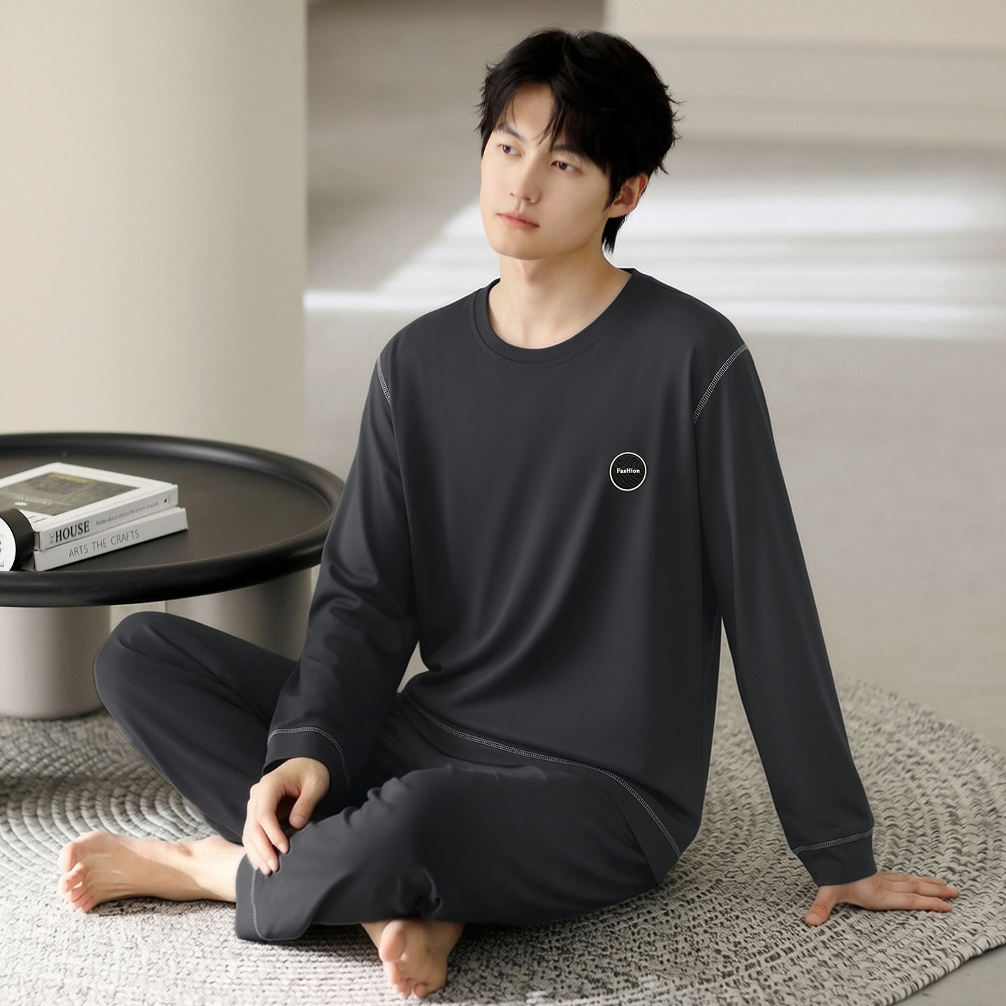睡衣男春秋纯棉长袖男款2026新款薄款休闲套头大码男式秋冬家居服